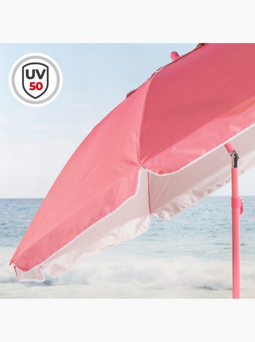 Aktive beach guarda-sol de praia rosa inclinável d220 cm com proteção uv50 - Kiabi Aktive beach guarda-sol de praia rosa inclinável d220 cm com proteção uv50 - Kiabi