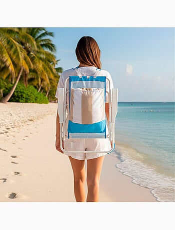 Aktive beach mochila dobrável para cadeira de praia azul com bolso 44x40x81 cm