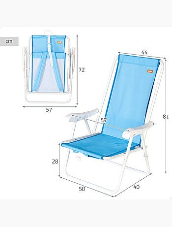 Aktive beach mochila dobrável para cadeira de praia azul com bolso 44x40x81 cm