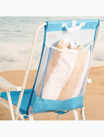 Aktive beach mochila dobrável para cadeira de praia azul com bolso 44x40x81 cm