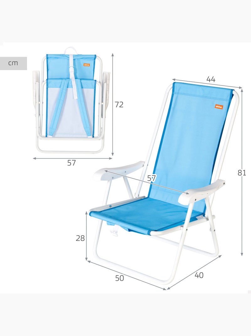 Aktive beach mochila dobrável para cadeira de praia azul com bolso 44x40x81 cm Azul - Kiabi