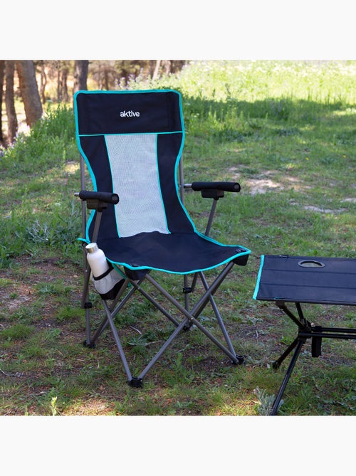 Aktive cadeira de acampamento dobrável 48x48x102 cm preta com encosto de malha - Kiabi Aktive cadeira de acampamento dobrável 48x48x102 cm preta com encosto de malha - Kiabi