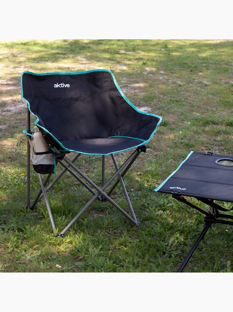 Aktive cadeira de acampamento dobrável 50x47x74 cm com porta-copos, preta Preto - Kiabi