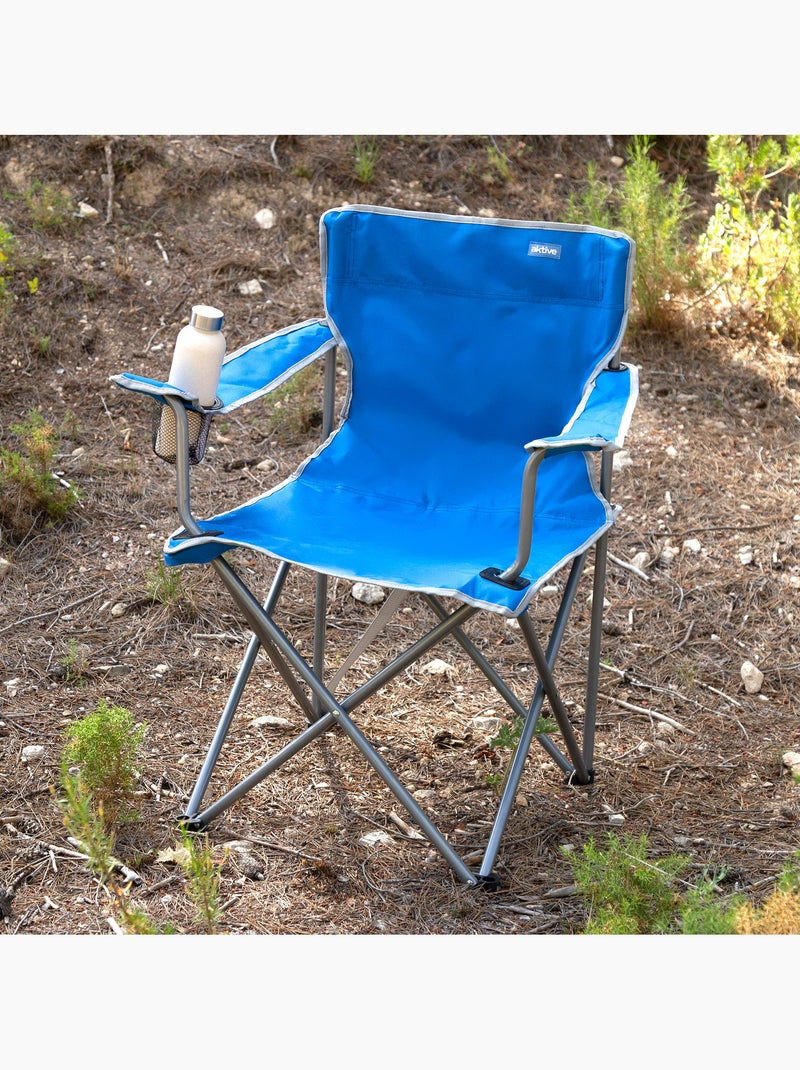 Aktive cadeira de acampamento dobrável azul com porta-copos Azul - Kiabi