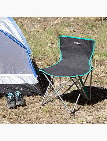 Aktive cadeira de camping dobrável 43x43x71 cm preta com alça de transporte