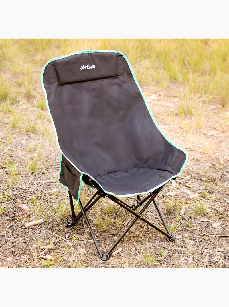 Aktive cadeira de camping dobrável 55x45x90 cm com bolsa de transporte Preto - Kiabi