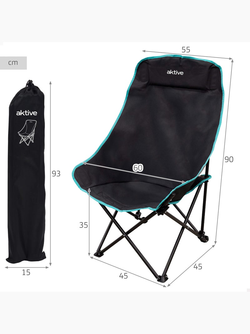 Aktive cadeira de camping dobrável 55x45x90 cm com bolsa de transporte Preto - Kiabi