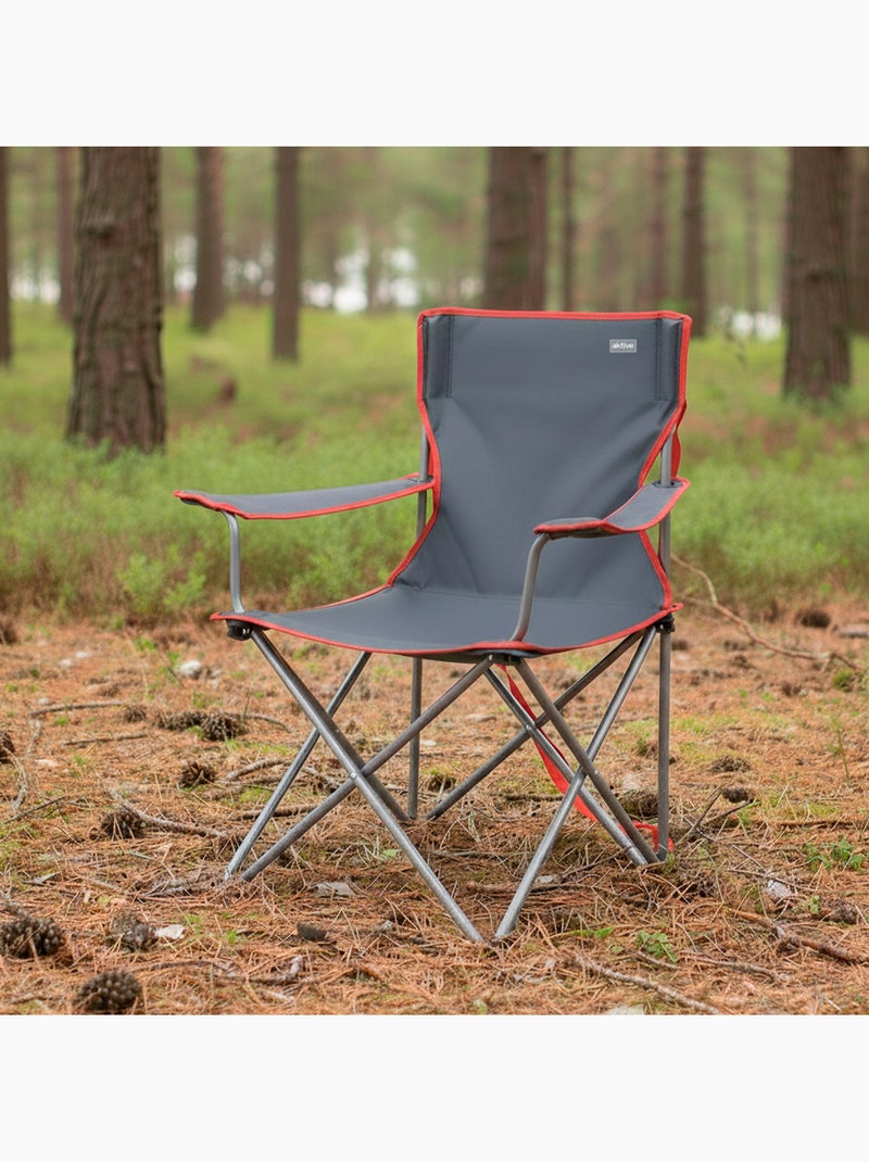 Aktive cadeira de campismo dobrável em cinzento-carvão com pega 47x47x82 cm Cinza - Kiabi