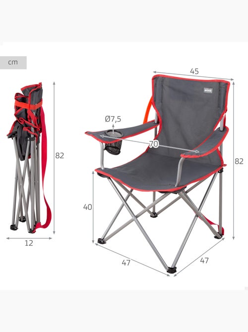 Aktive cadeira de campismo dobrável em cinzento-carvão com pega 47x47x82 cm - Kiabi Aktive cadeira de campismo dobrável em cinzento-carvão com pega 47x47x82 cm - Kiabi