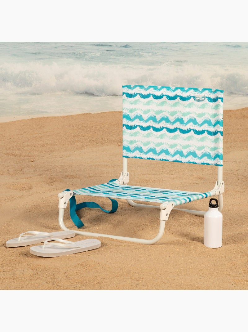 Aktive cadeira de praia baixa dobrável 45x50x50 cm ondas Azul - Kiabi