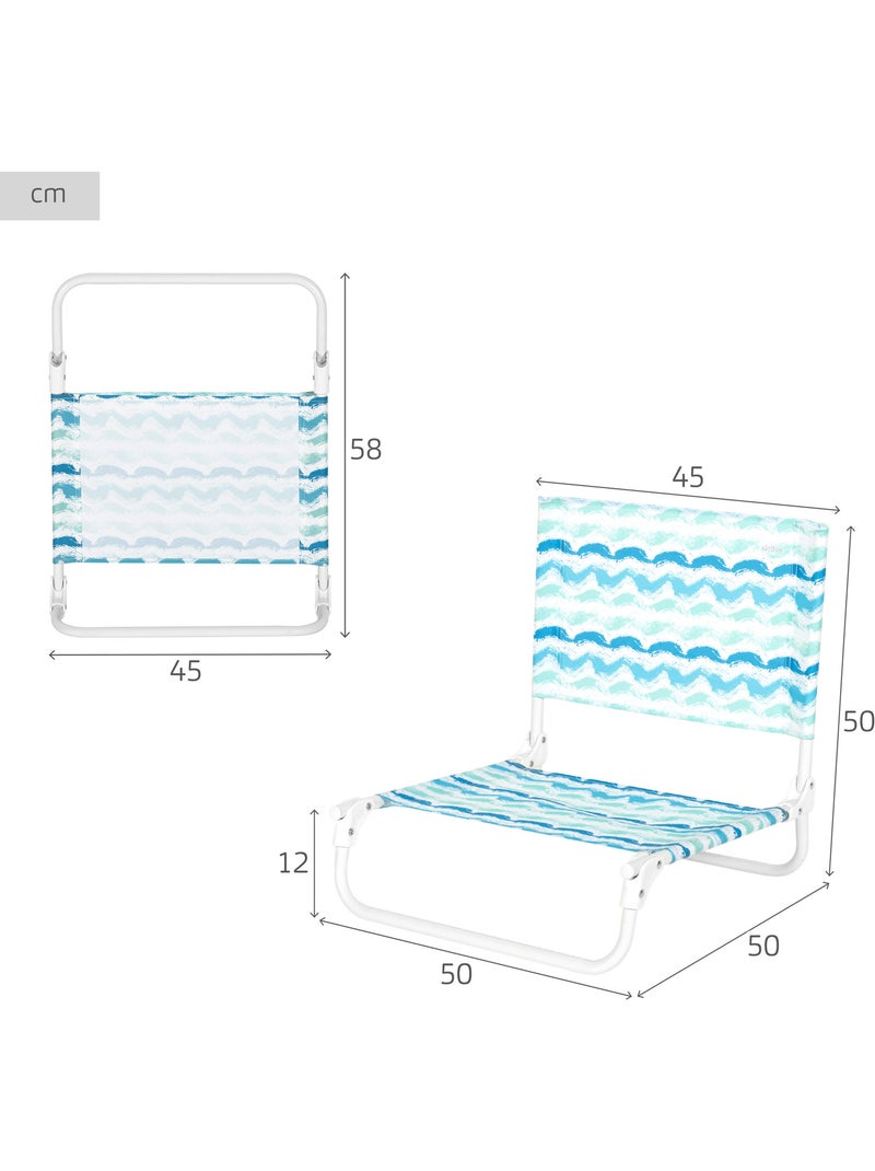 Aktive cadeira de praia baixa dobrável 45x50x50 cm ondas Azul - Kiabi