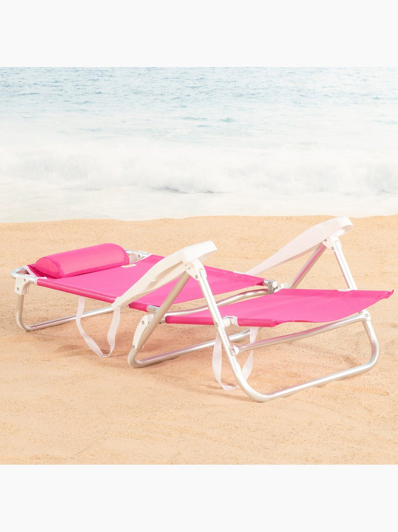 Aktive cadeira de praia baixa multiposições 47x49x82 cm fúcsia Rosa-fúcsia - Kiabi