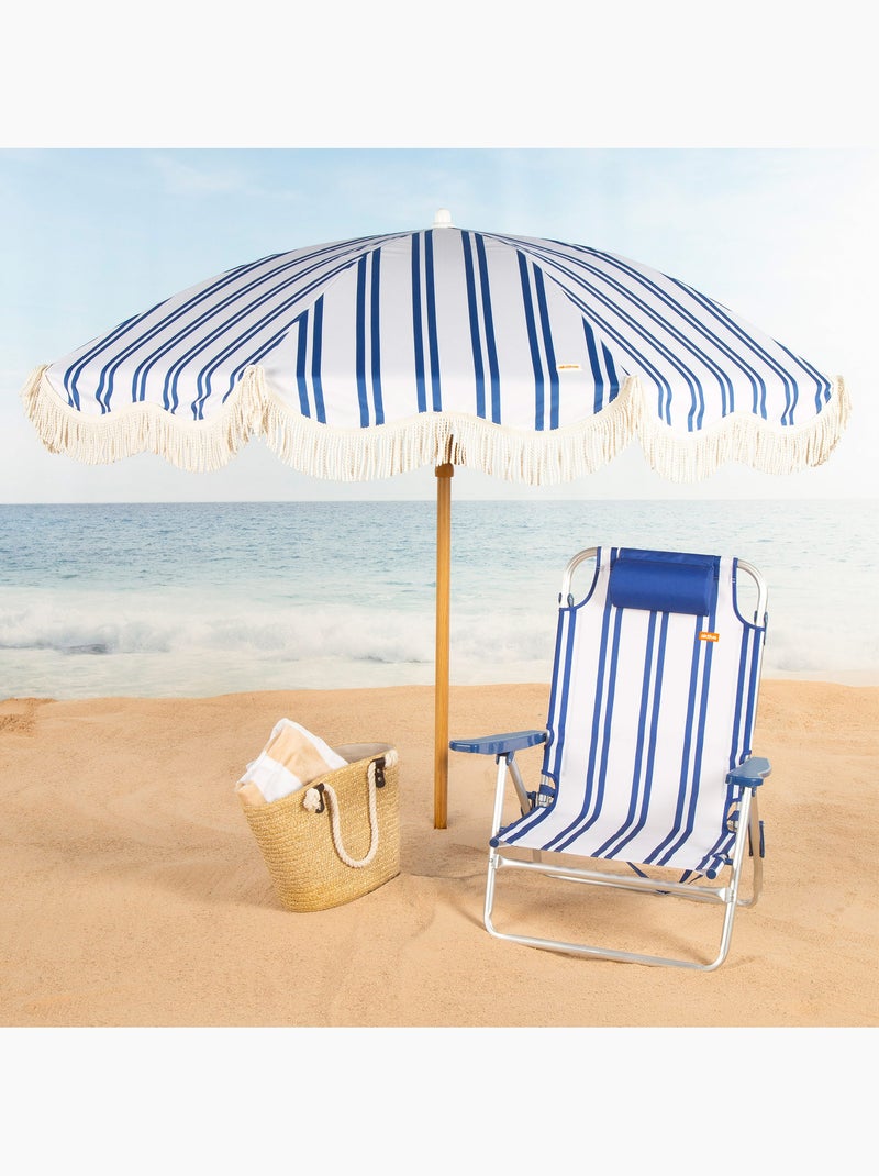 Aktive cadeira de praia baixa multiposições 48x45x83 cm marinho Azul Branco - Kiabi