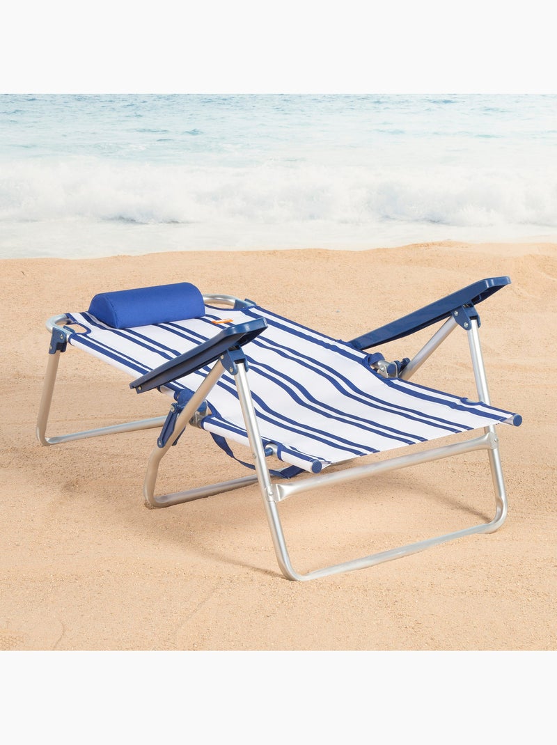 Aktive cadeira de praia baixa multiposições 48x45x83 cm marinho Azul Branco - Kiabi