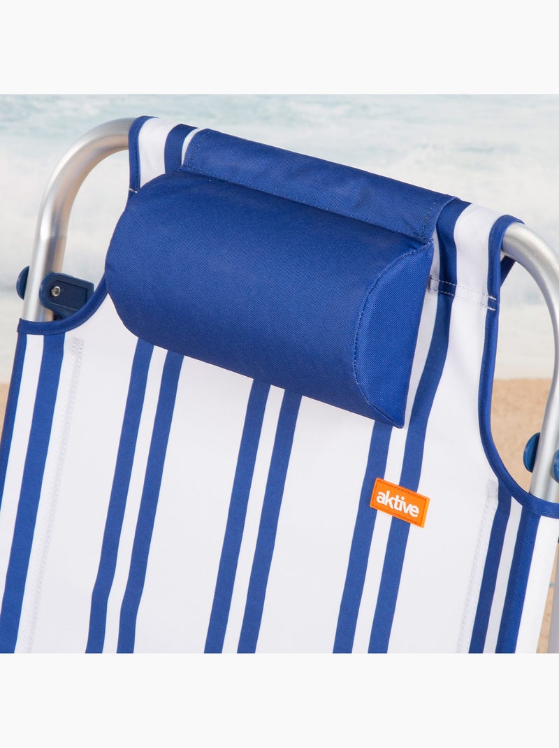 Aktive cadeira de praia baixa multiposições 48x45x83 cm marinho Azul Branco - Kiabi