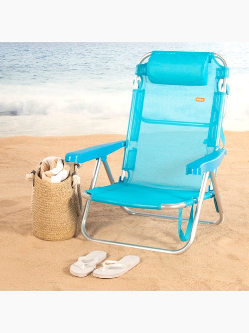 Aktive cadeira de praia baixa multiposições 48x46x84 cm azul - Kiabi