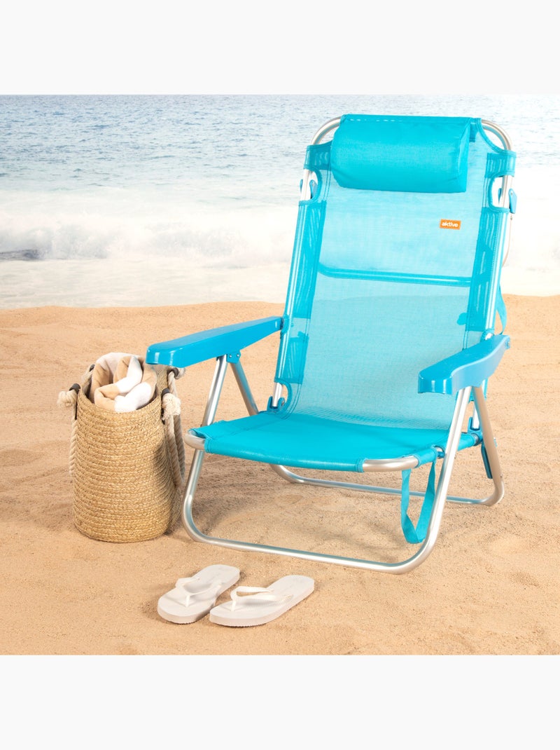 Aktive cadeira de praia baixa multiposições 48x46x84 cm azul Azul - Kiabi
