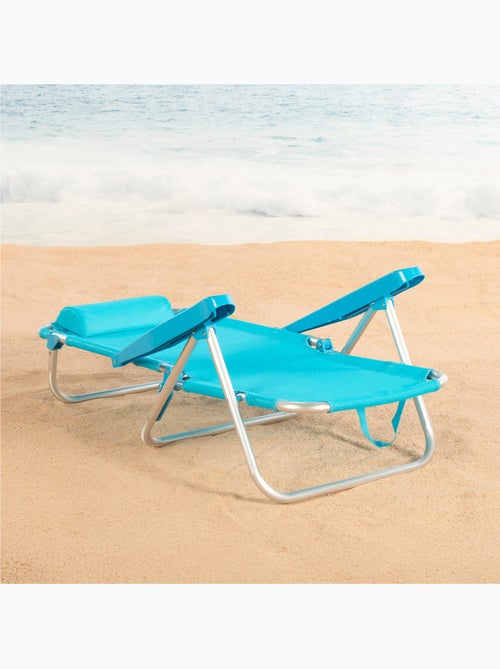 Aktive cadeira de praia baixa multiposições 48x46x84 cm azul - Kiabi
