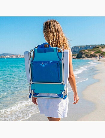 Aktive cadeira de praia baixa multiposições tipo mochila 50x54x80 cm azul