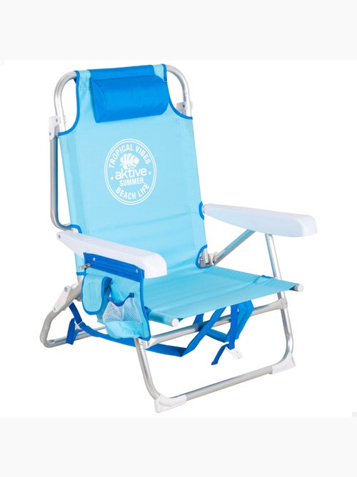 Aktive cadeira de praia baixa multiposições tipo mochila 50x54x80 cm azul - Kiabi