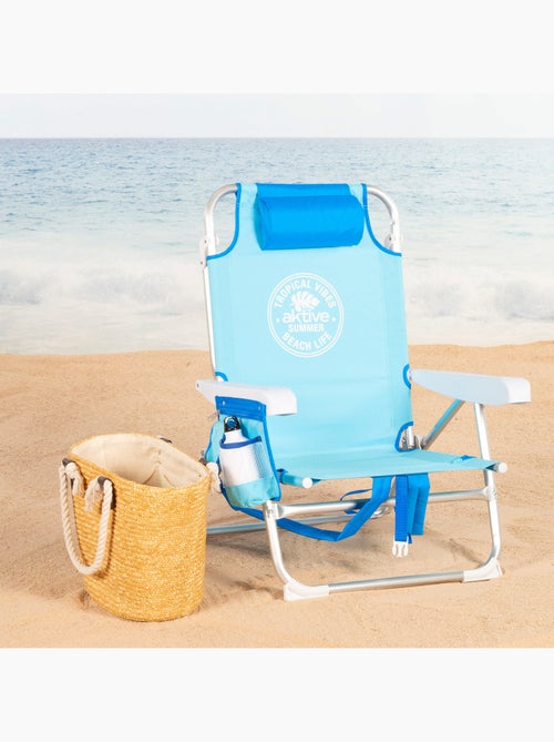 Aktive cadeira de praia baixa multiposições tipo mochila 50x54x80 cm azul - Kiabi