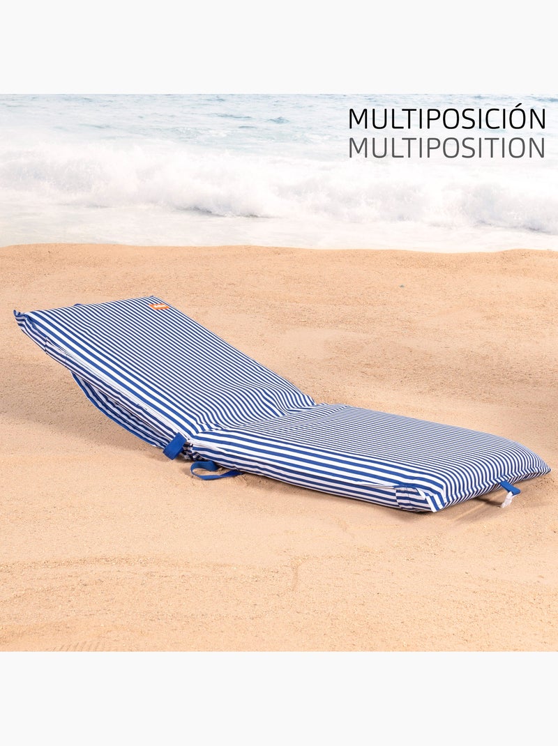 Aktive cadeira de praia dobrável 40x48x56 cm com listras náuticas Azul Branco - Kiabi