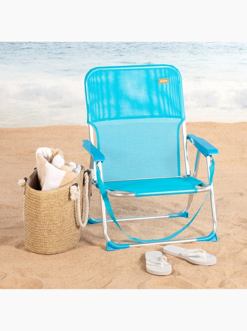 Aktive cadeira de praia dobrável 44x40x72 cm azul com pega - Kiabi