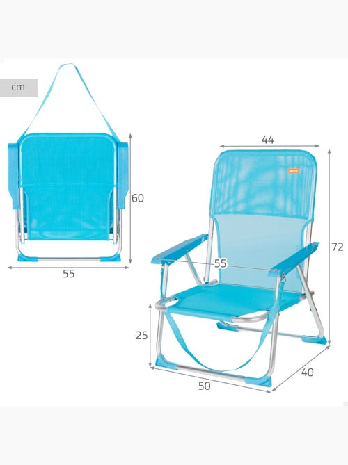 Aktive cadeira de praia dobrável 44x40x72 cm azul com pega - Kiabi