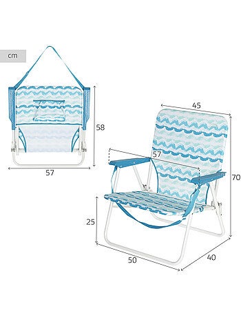 Aktive cadeira de praia dobrável 45x40x70 cm com bolso traseiro