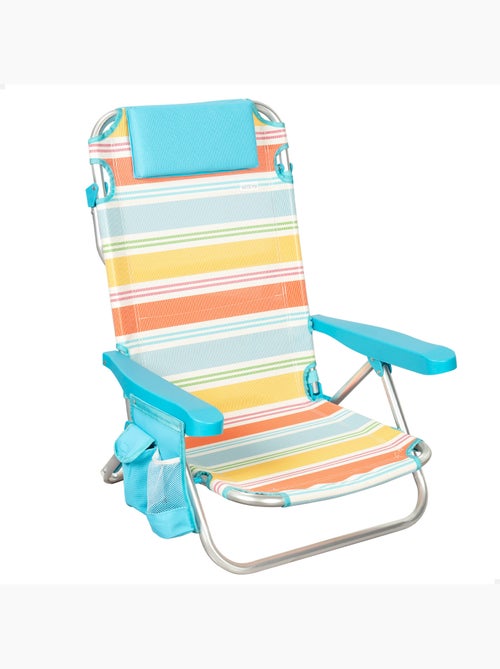 Aktive cadeira de praia dobrável 48x48x75 cm multicolorida 5 posições com bolso lateral - Kiabi Aktive cadeira de praia dobrável 48x48x75 cm multicolorida 5 posições com bolso lateral - Kiabi