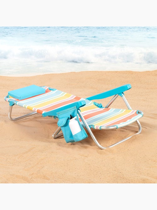Aktive cadeira de praia dobrável 48x48x75 cm multicolorida 5 posições com bolso lateral - Kiabi Aktive cadeira de praia dobrável 48x48x75 cm multicolorida 5 posições com bolso lateral - Kiabi