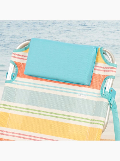 Aktive cadeira de praia dobrável 48x48x75 cm multicolorida 5 posições com bolso lateral - Kiabi Aktive cadeira de praia dobrável 48x48x75 cm multicolorida 5 posições com bolso lateral - Kiabi