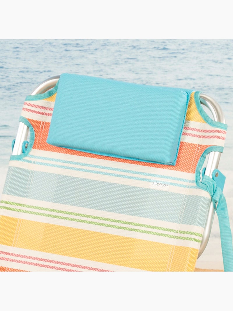 Aktive cadeira de praia dobrável 48x48x75 cm multicolorida 5 posições com bolso lateral Multicolorido - Kiabi