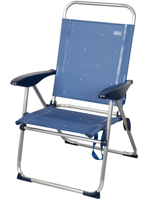 Aktive cadeira de praia dobrável 48x60x100 cm 4 posições azul - Kiabi