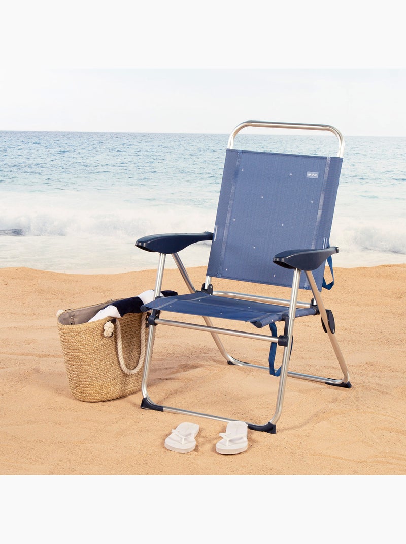 Aktive cadeira de praia dobrável 48x60x100 cm 4 posições azul Azul - Kiabi