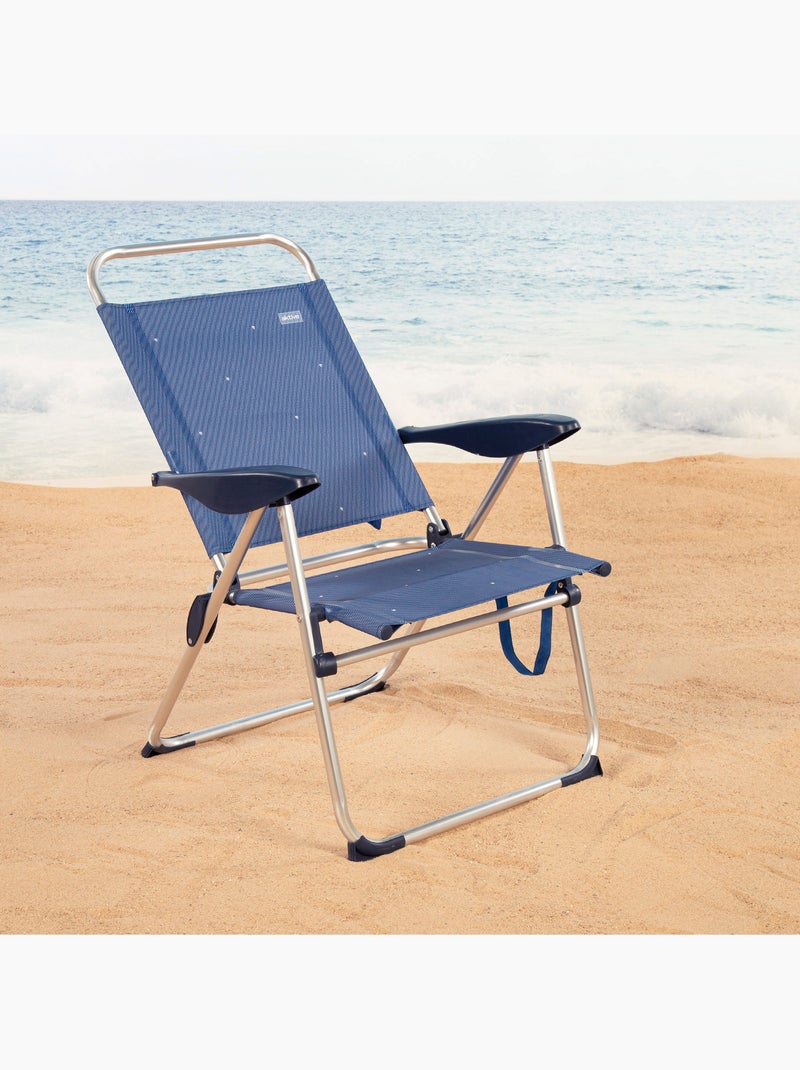 Aktive cadeira de praia dobrável 48x60x100 cm 4 posições azul Azul - Kiabi