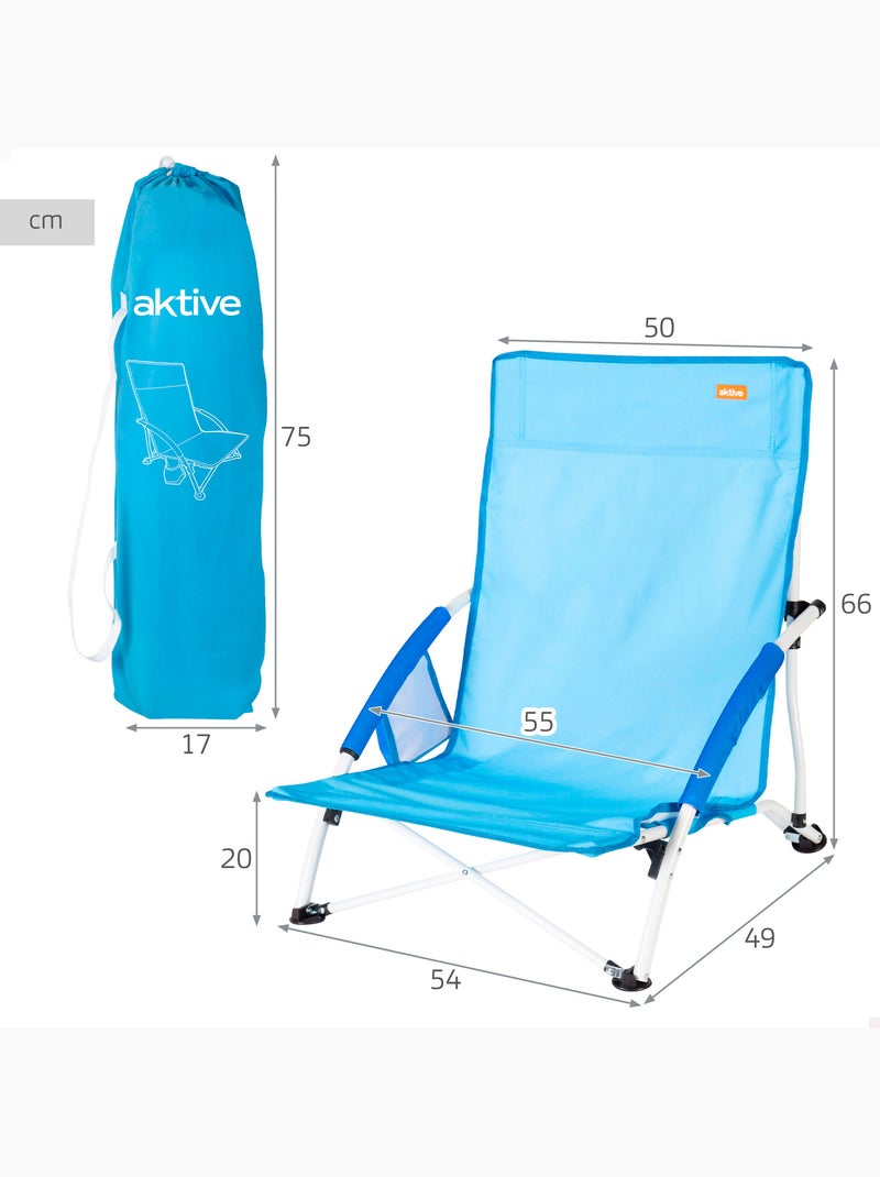 Aktive cadeira de praia dobrável azul marinho 50x49x66 cm Azul - Kiabi