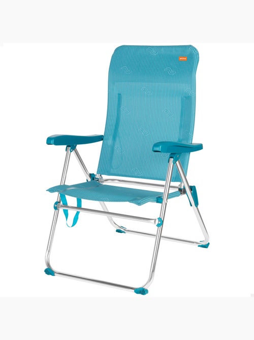 Aktive cadeira de praia dobrável com múltiplas posições, 47x62x90 cm, azul, com alça - Kiabi