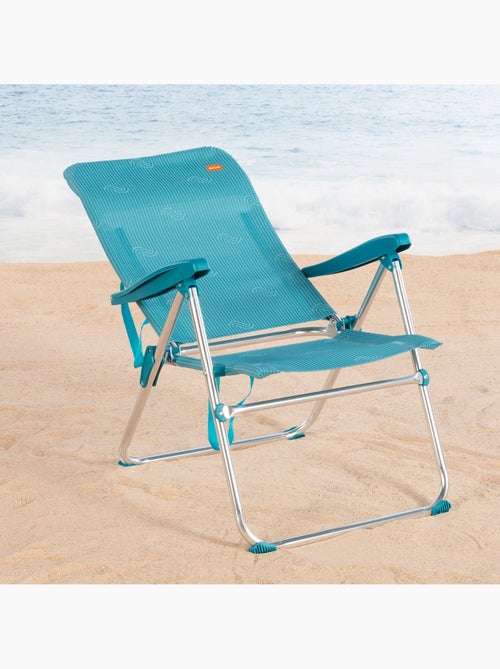 Aktive cadeira de praia dobrável com múltiplas posições, 47x62x90 cm, azul, com alça - Kiabi