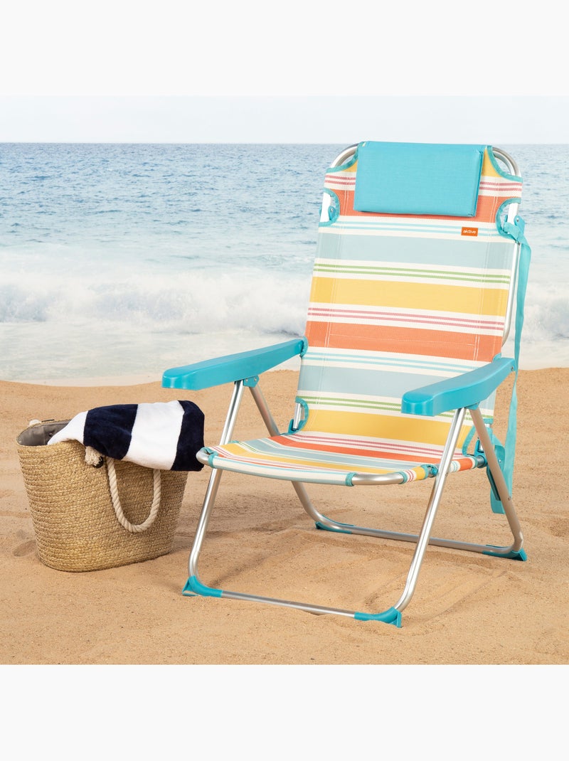 Aktive cadeira de praia dobrável de 5 posições 48x60x90 cm listras multicoloridas com almofada Multicolorido - Kiabi