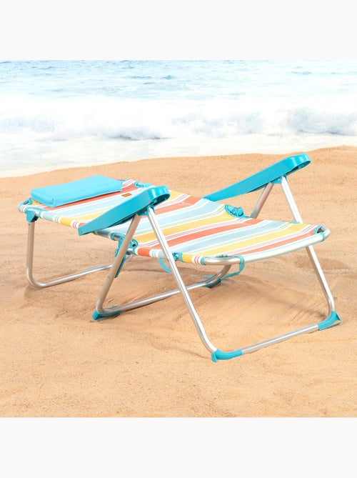 Aktive cadeira de praia dobrável de 5 posições 48x60x90 cm listras multicoloridas com almofada - Kiabi
