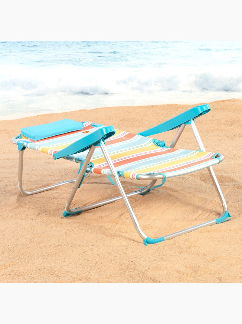 Aktive cadeira de praia dobrável de 5 posições 48x60x90 cm listras multicoloridas com almofada Multicolorido - Kiabi