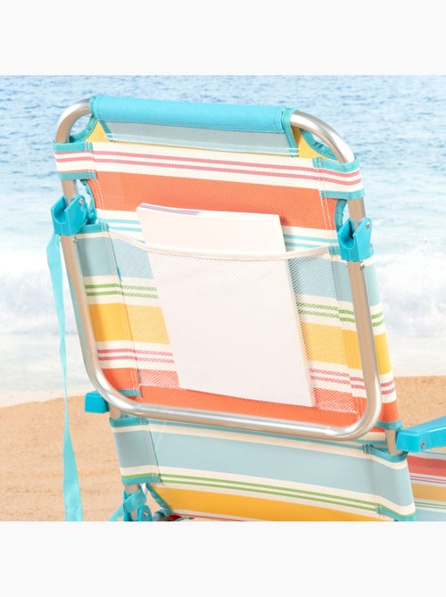 Aktive cadeira de praia dobrável de 5 posições 48x60x90 cm listras multicoloridas com almofada - Kiabi