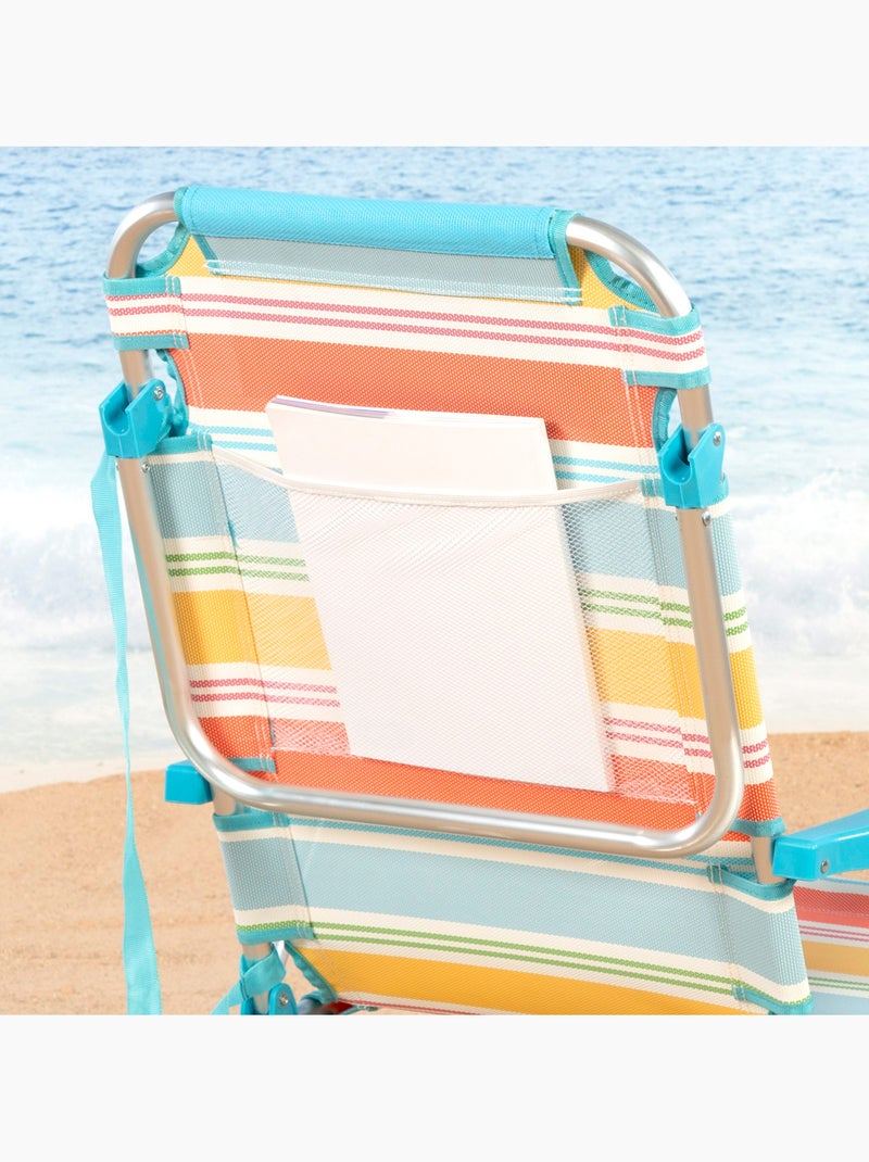 Aktive cadeira de praia dobrável de 5 posições 48x60x90 cm listras multicoloridas com almofada Multicolorido - Kiabi