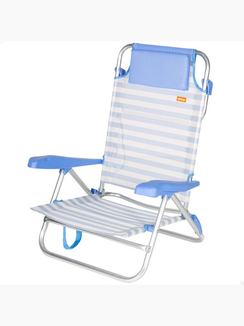 Aktive cadeira de praia dobrável multiposições 48x50x80 cm com listras e alça - Kiabi