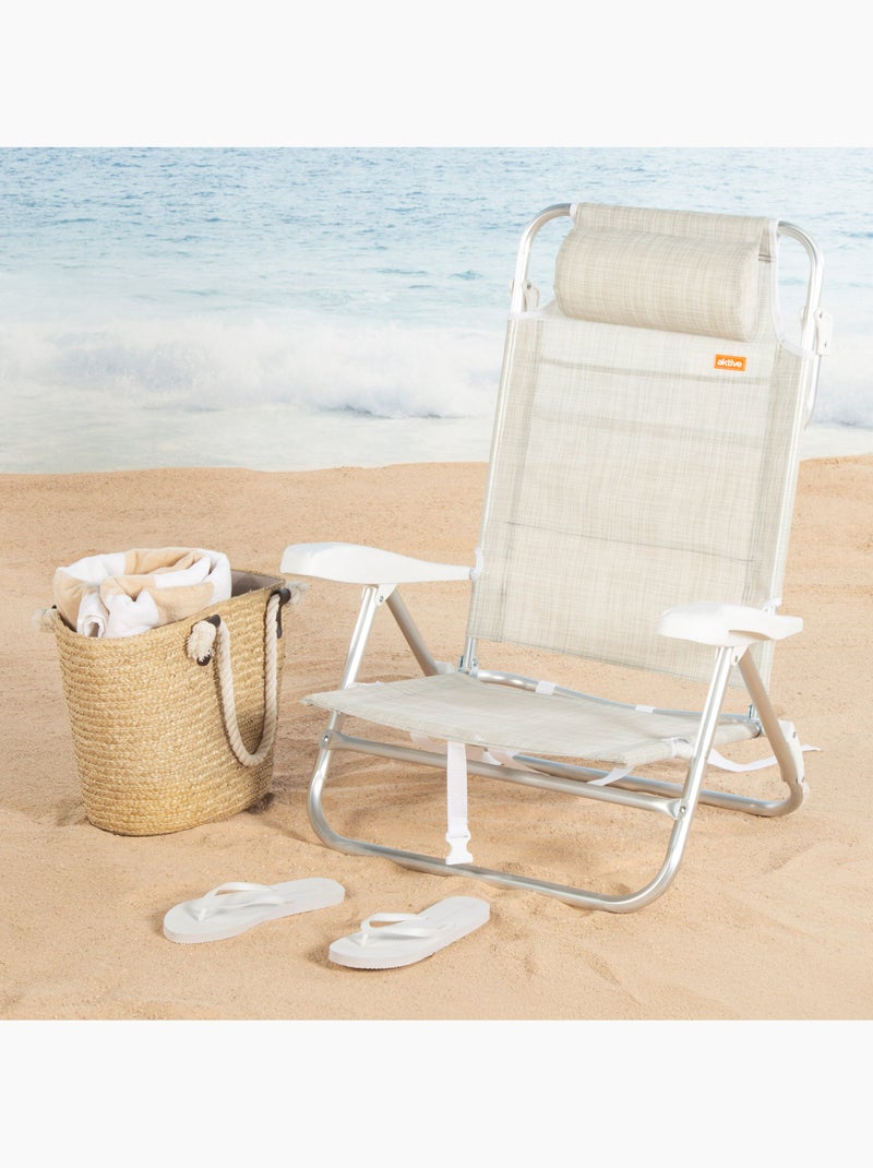 Aktive cadeira de praia ibiza baixa com múltiplas posições 47x49x82 cm Bege - Kiabi