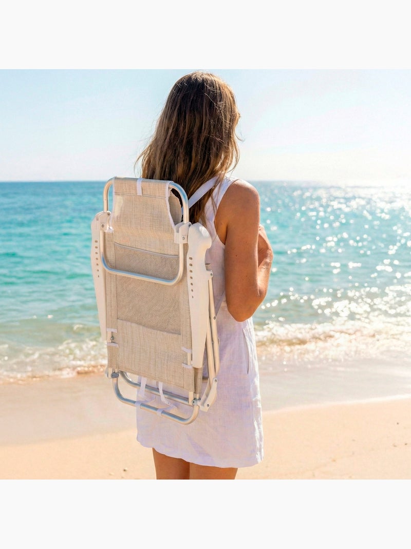 Aktive cadeira de praia ibiza baixa com múltiplas posições 47x49x82 cm Bege - Kiabi