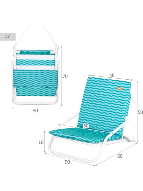 Aktive cadeira de praia leve com pega 46x60x50 cm azul - Kiabi Aktive cadeira de praia leve com pega 46x60x50 cm azul - Kiabi