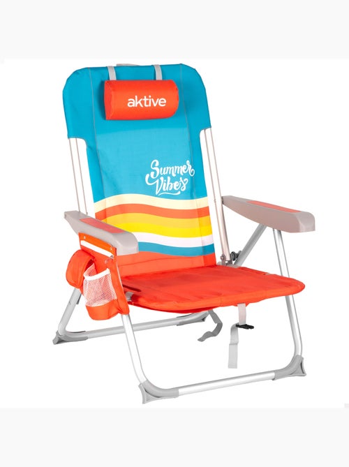 Aktive cadeira de praia multifuncional 50x60x85 cm multicolorida com bolsos - Kiabi