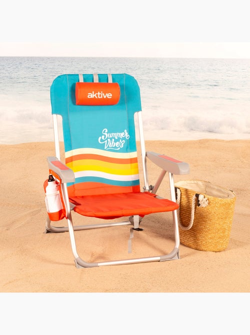 Aktive cadeira de praia multifuncional 50x60x85 cm multicolorida com bolsos - Kiabi